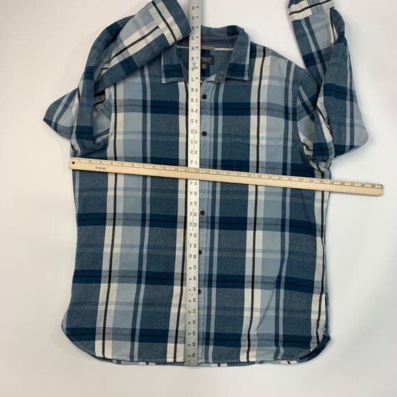 Wallin Bros Shirt Mens 2XL XXL Metal Blue Plaid Long Sleeve Cotton Button Up - Picture 7 of 12